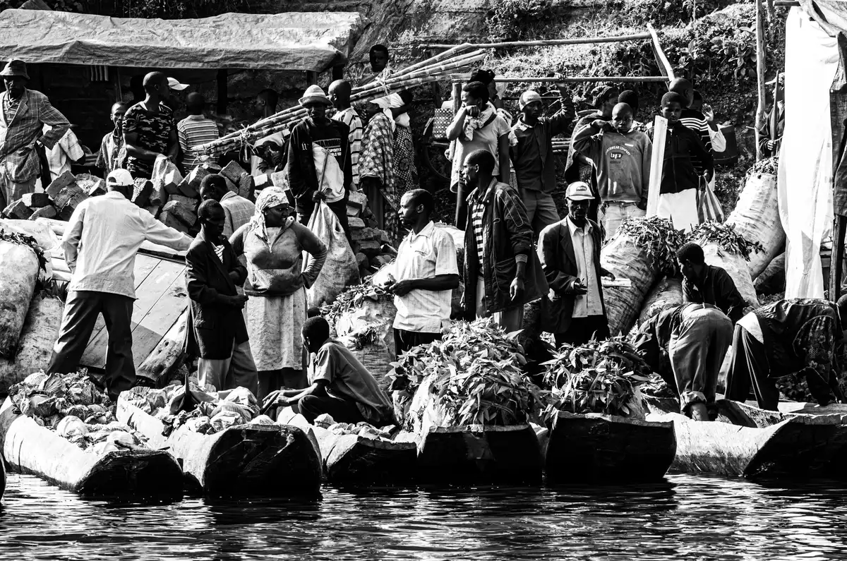 A Tea market on the shores of lake Bunyonyi, Uganda