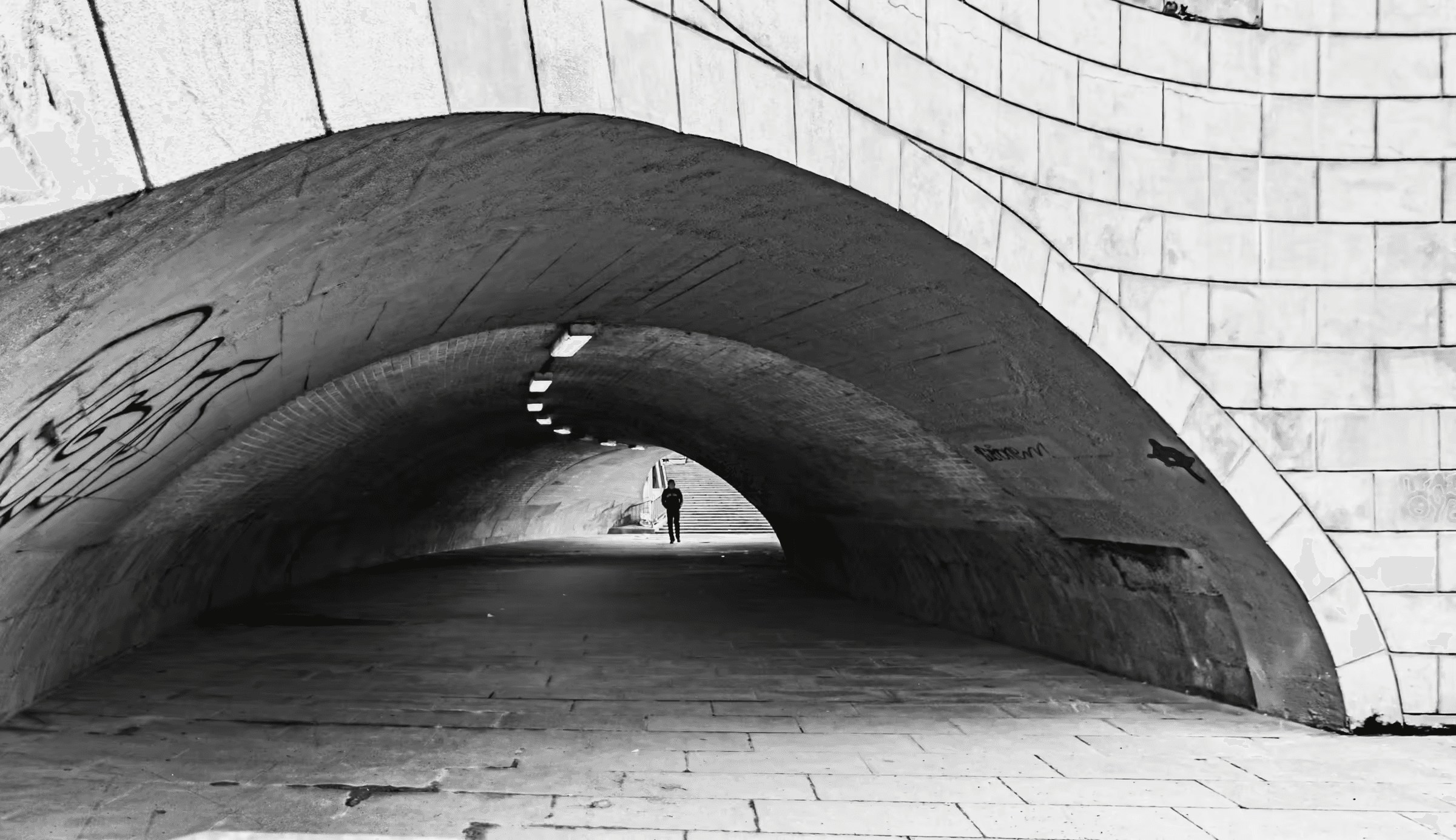 Urban Passageway in Monochrome Urban Passageway in Berlin in architectural light in monochrome.