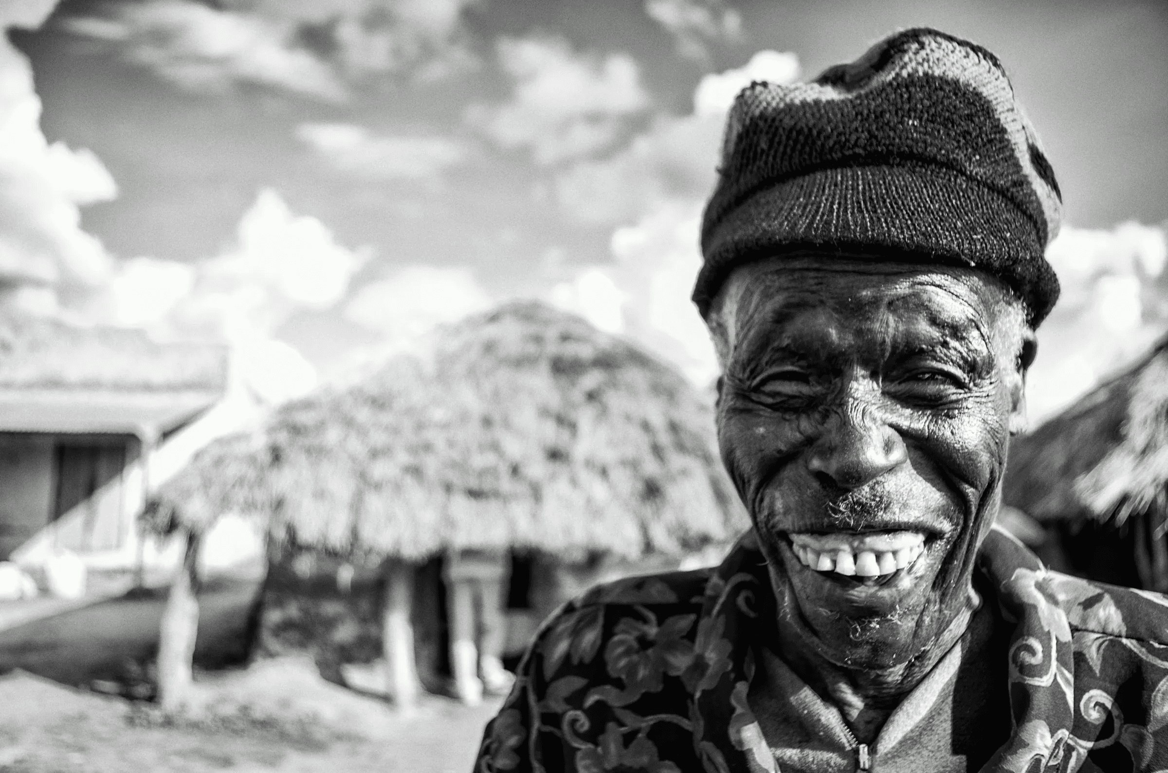Radiant Smile: Village Elder Portrait Elderly Man Smiling Uganda in Amuria.